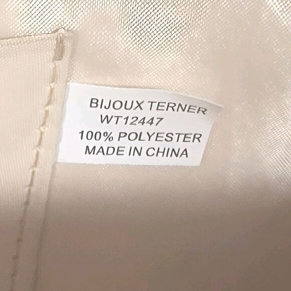 Bijoux Terner Clutch Purse Evening Hand Bag Multicolored Striped Fabric Silver - Picture 7 of 11